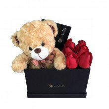 Box Del Amor 6 Rosas, Bombones x100g y Peluche